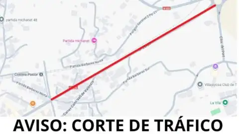 Corte de vía por el asfaltado de la Calle Colón de Villajoyosa hoy miércoles Corte de vía por el asfaltado de la Calle Colón de Villajoyosa hoy miércoles