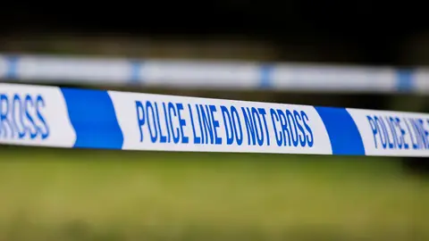 Cinta policial. Foto de archivo Cinta policial. Foto de archivo