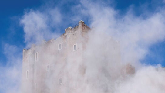 Torre dei Conti, Roma, durante el derrumbe 