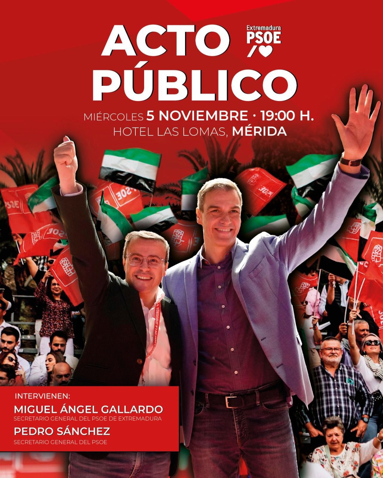 Santiago Abascal estará este lunes en Plasencia y Cáceres, Pedro Sánchez el miércoles participará en un acto en Mérida con Gallardo Santiago Abascal estará este lunes en Plasencia y Cáceres, Pedro Sánchez el miércoles participará en un acto en Mérida con Gallardo