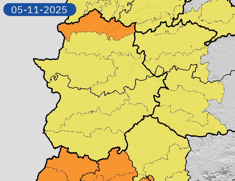 Este miércoles se activará la alerta naranja por fuertes lluvias en el norte de Cáceres, será amarilla en el resto de la región Este miércoles se activará la alerta naranja por fuertes lluvias en el norte de Cáceres, será amarilla en el resto de la región
