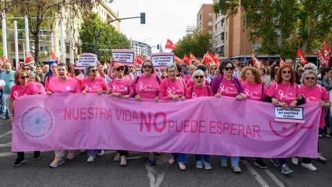 Miembros de AMAMA participan en la la manifestaci&oacute;n por la Sanidad P&uacute;blica celebrada este domingo en Sevilla