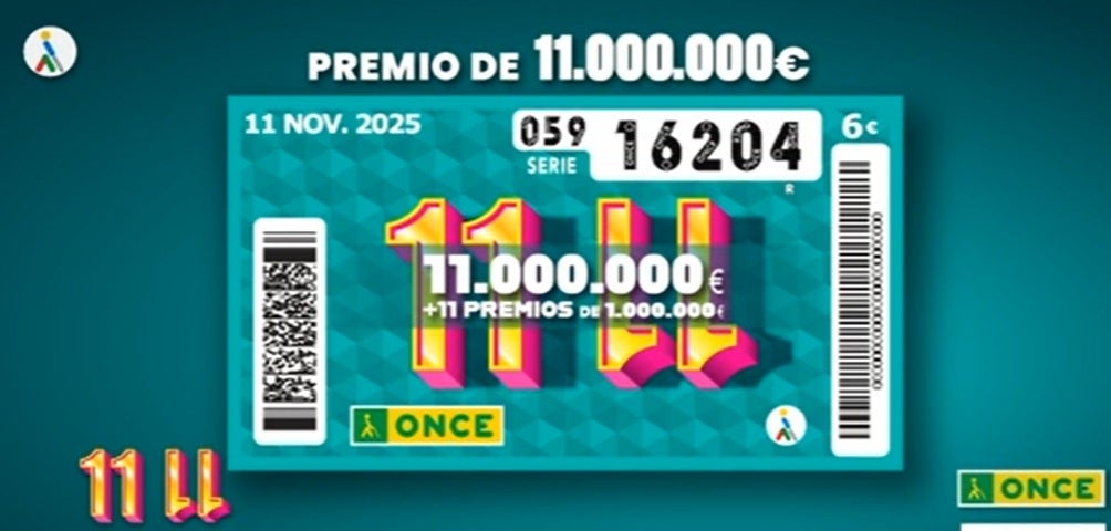 Comprueba el resultado del sorteo del 11 del 11 de la ONCE 2025: lista de premios y cupón ganador Comprueba el resultado del sorteo del 11 del 11 de la ONCE 2025: lista de premios y cupón ganador