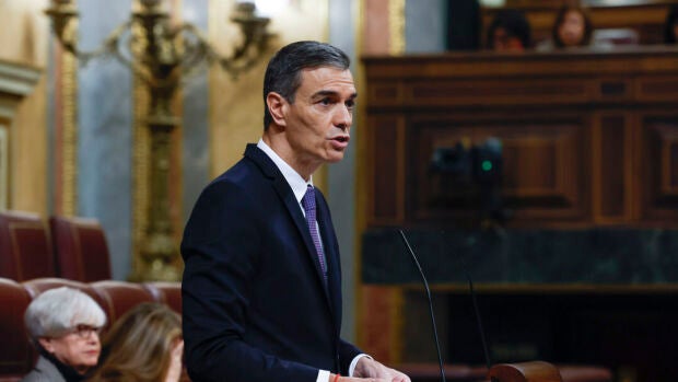 Pedro Sánchez, durante su comparecencia en el Congreso