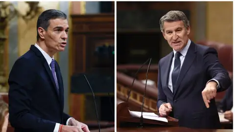 El presidente del Gobierno, Pedro Sánchez, y el líder de la oposición, Alberto Núñez El presidente del Gobierno, Pedro Sánchez, y el líder de la oposición, Alberto Núñez Feijóo/ EFE/ Europa Press