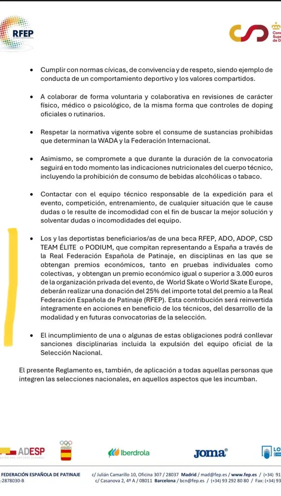 La normativa publicada por la Federación Española de Patinaje La normativa publicada por la Federación Española de Patinaje