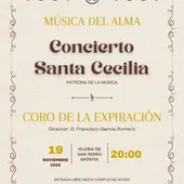 Este miércoles 19 de noviembre a las 20:00h tendrá lugar el Concierto Santa Cecilia del Coro de la Archicofradía de la Expiración Este miércoles 19 de noviembre a las 20:00h tendrá lugar el Concierto Santa Cecilia del Coro de la Archicofradía de la Expiración