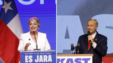 Montaje José Antonio Kast y Jaenette Jara, candidatos para la segunda vuelta de las elecciones en Chile Montaje José Antonio Kast y Jaenette Jara, candidatos para la segunda vuelta de las elecciones en Chile