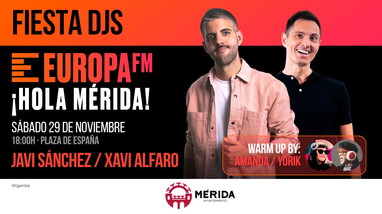 El sábado 29 de noviembre llega la gran fiesta “Hola Mérida, arranca la Navidad con Europa FM" con la participación de Djs nacionales y locales El sábado 29 de noviembre llega la gran fiesta “Hola Mérida, arranca la Navidad con Europa FM" con la participación de Djs nacionales y locales