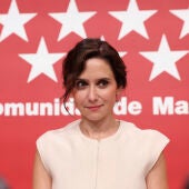Isabel Díaz Ayuso, durante su comparecencia/ EFE/ Kiko Huesca