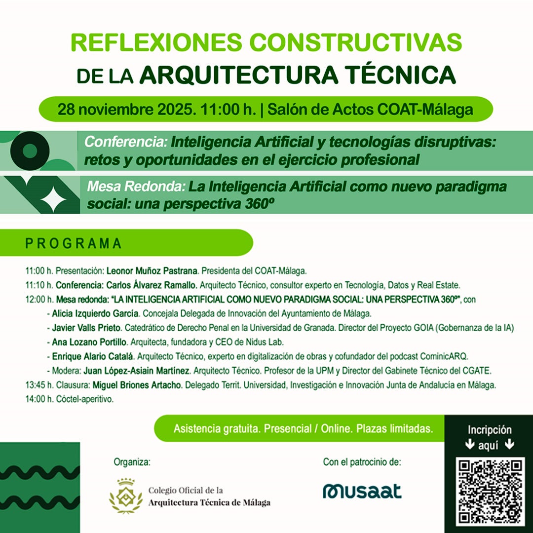 El ciclo “Reflexiones Constructivas de la Arquitectura Técnica” analiza el fenómeno de la IA en entornos profesionales El ciclo “Reflexiones Constructivas de la Arquitectura Técnica” analiza el fenómeno de la IA en entornos profesionales