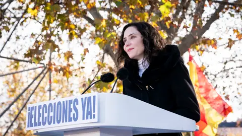 Isabel Díaz Ayuso, presidenta de la Comunidad de Madrid, durante el acto celebrado en el Templo de Debod Isabel Díaz Ayuso, presidenta de la Comunidad de Madrid, durante el acto celebrado en el Templo de Debod
