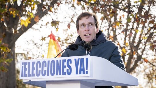 Jos&eacute; Luis Mart&iacute;nez-Almeida, durante su discurso en la manifestaci&oacute;n de Madrid