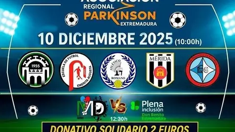 El II Torneo Solidario “Creando conciencias” se celebra el 10 de diciembre a beneficio de la Asociación Parkinson Extremadura El II Torneo Solidario “Creando conciencias” se celebra el 10 de diciembre a beneficio de la Asociación Parkinson Extremadura