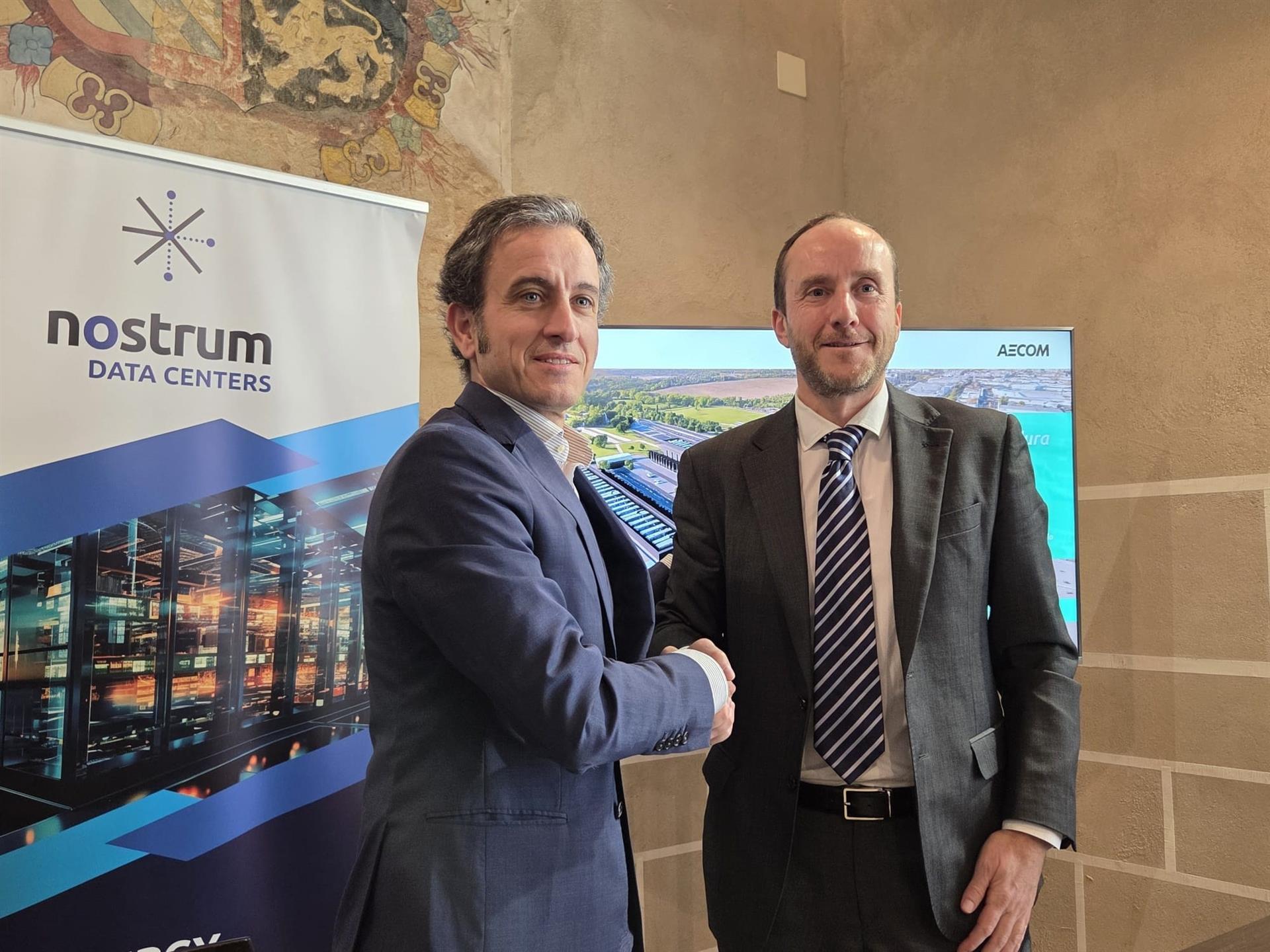 Firma del acuerdo de diseño y construcción de un centro de datos en Badajoz entre Nostrum Group y Aecom España. Firma del acuerdo de diseño y construcción de un centro de datos en Badajoz entre Nostrum Group y Aecom España.