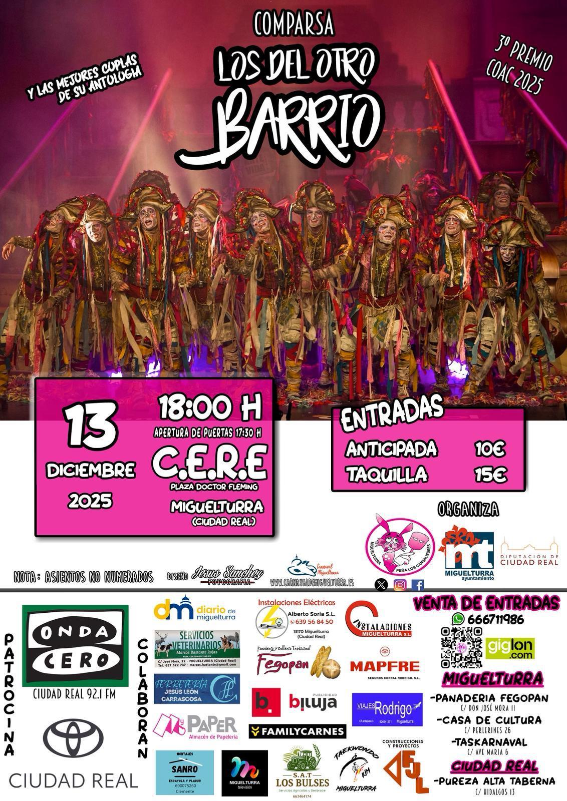 Este sábado llega el Pre-Carnaval Churriego al CERE de Miguelturra Este sábado llega el Pre-Carnaval Churriego al CERE de Miguelturra