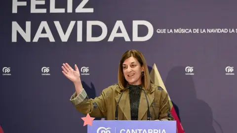 La presidenta del PP y de Cantabria, María José Sáenz de Buruaga, en la comida de Navidad del partido La presidenta del PP y de Cantabria, María José Sáenz de Buruaga, en la comida de Navidad del partido
