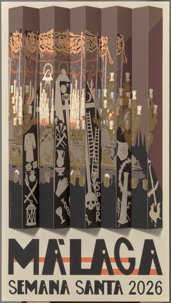 Cartel de la Semana Santa de Málaga 2026: un juego tridimensional con la Soledad de Mena como protagonista Cartel de la Semana Santa de Málaga 2026: un juego tridimensional con la Soledad de Mena como protagonista