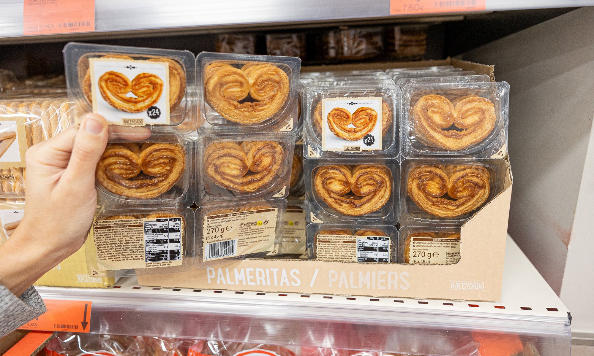 Mercadona innova al diseñar un envase por porciones para sus palmeritas de hojaldre Mercadona innova al diseñar un envase por porciones para sus palmeritas de hojaldre
