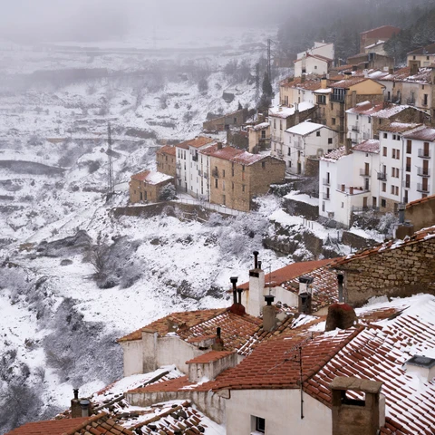Imagen de archivo de Ares del Maestrat (Castellón) cubierto de nieve.