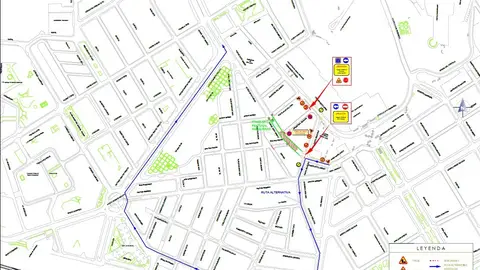 Plano de la zona afectada por el corte del tráfico Plano de la zona afectada por el corte del tráfico