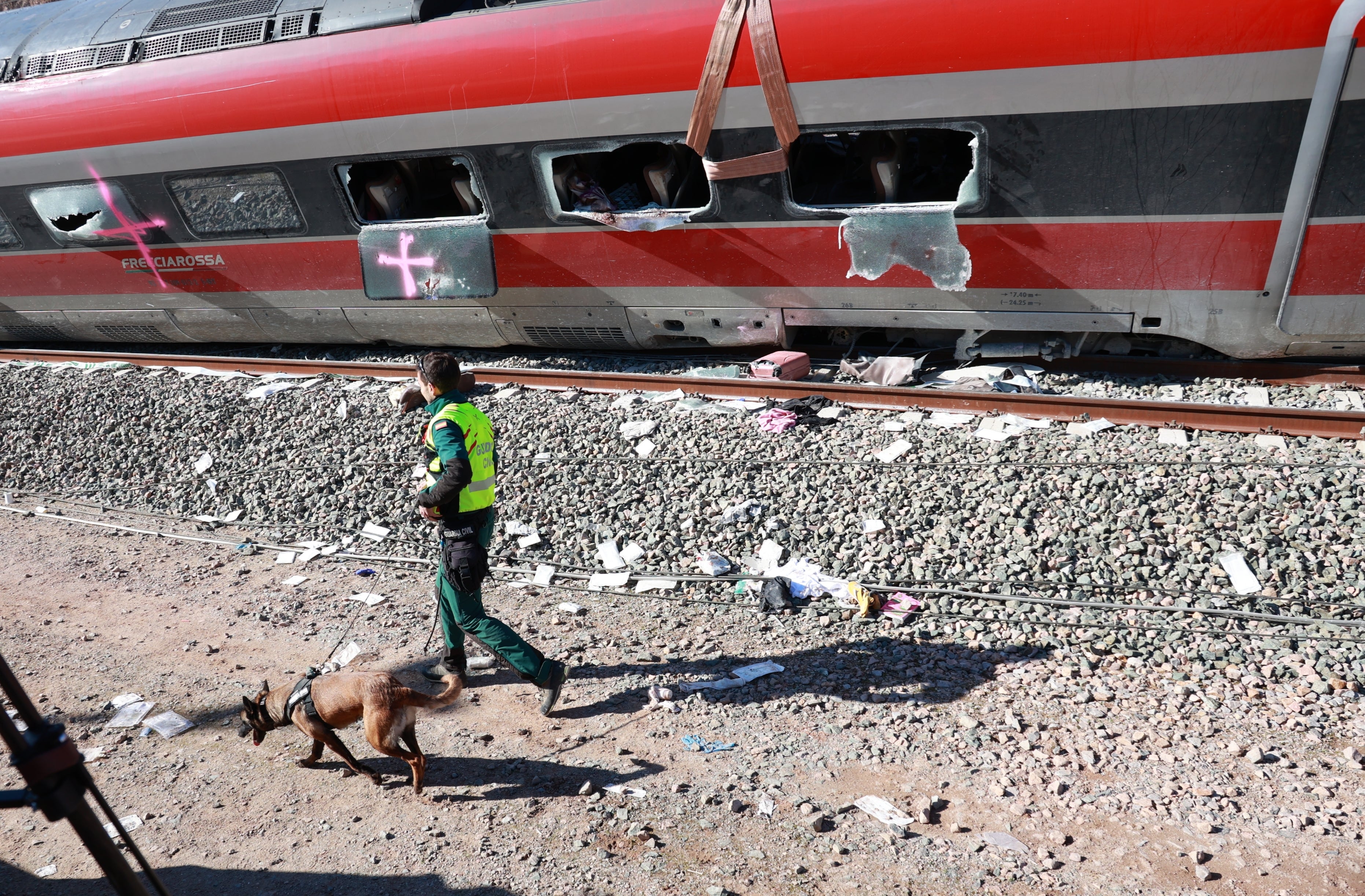 El llamativo vídeo de la Guardia Civil en el que muestra cómo los perros inspeccionan los vagones accidentados El llamativo vídeo de la Guardia Civil en el que muestra cómo los perros inspeccionan los vagones accidentados