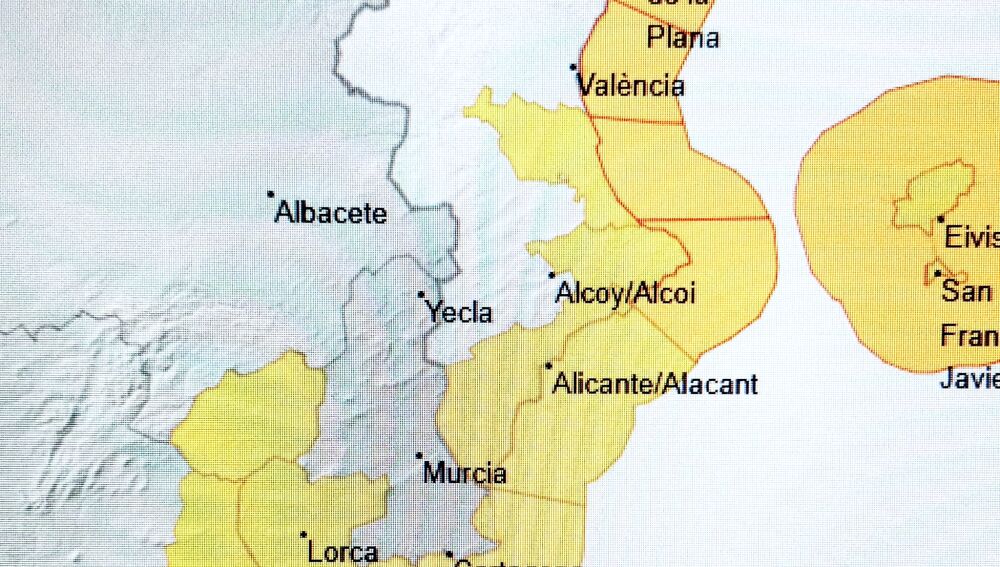Mapa de avisos AEMET martes 20 de enero 