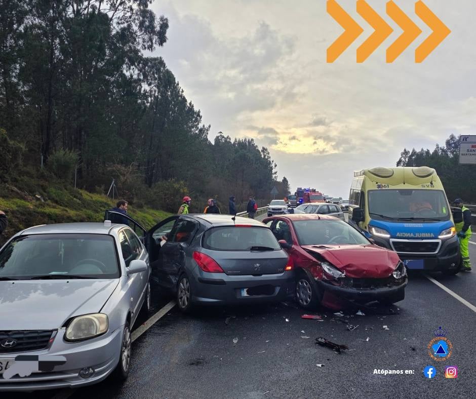 Dos accidentes múltiples dejan varios heridos en el área de Santiago de Compostela Dos accidentes múltiples dejan varios heridos en el área de Santiago de Compostela