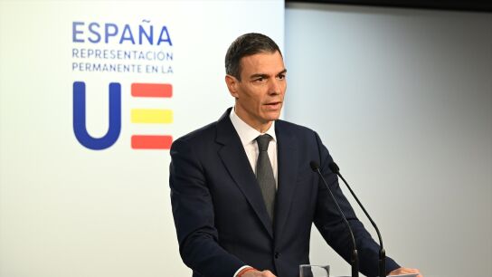 El presidente del Gobierno, Pedro S&aacute;nchez, durante una rueda de prensa