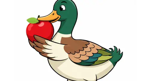 El pato comiendo una manzana es una de las imágenes elegidas El pato comiendo una manzana es una de las imágenes elegidas
