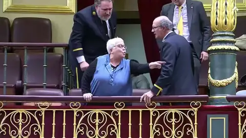 Una mujer irrumpe a gritos en el Congreso después de que cayera el decreto Ómnibus Una mujer irrumpe a gritos en el Congreso después de que cayera el decreto Ómnibus