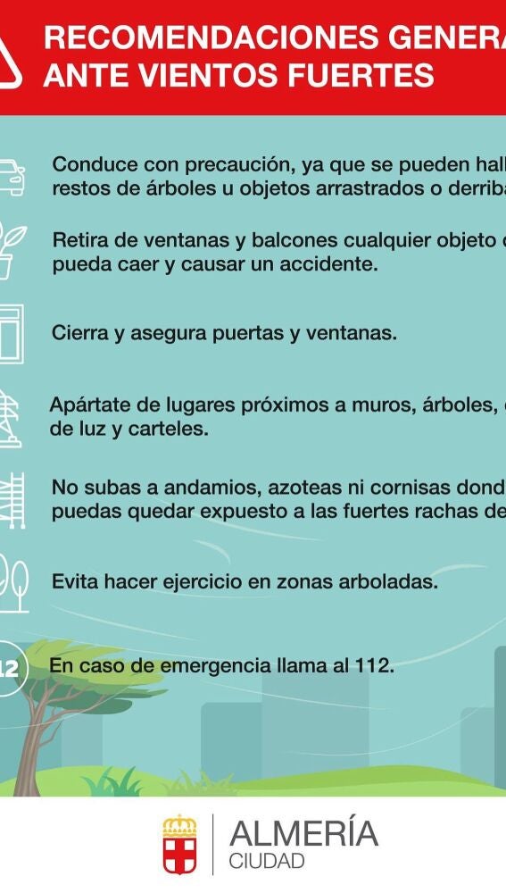 Recomendaciones generales ante vientos fuertes