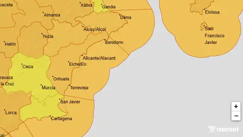 Mapa de avisos meteorológicos de la Aemet para este miércoles. Mapa de avisos meteorológicos de la Aemet para este miércoles.