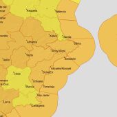 Mapa de avisos meteorológicos de la Aemet para este miércoles.