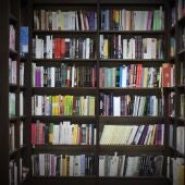 Biblioteca. Estantería llena de libros. 