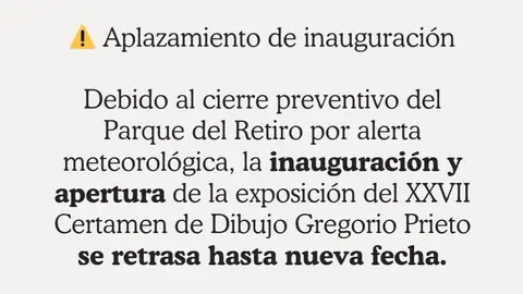 La climatología adversa retrasa la exposición del XXVII Certamen de Dibujo Gregorio Prieto en Madrid La climatología adversa retrasa la exposición del XXVII Certamen de Dibujo Gregorio Prieto en Madrid