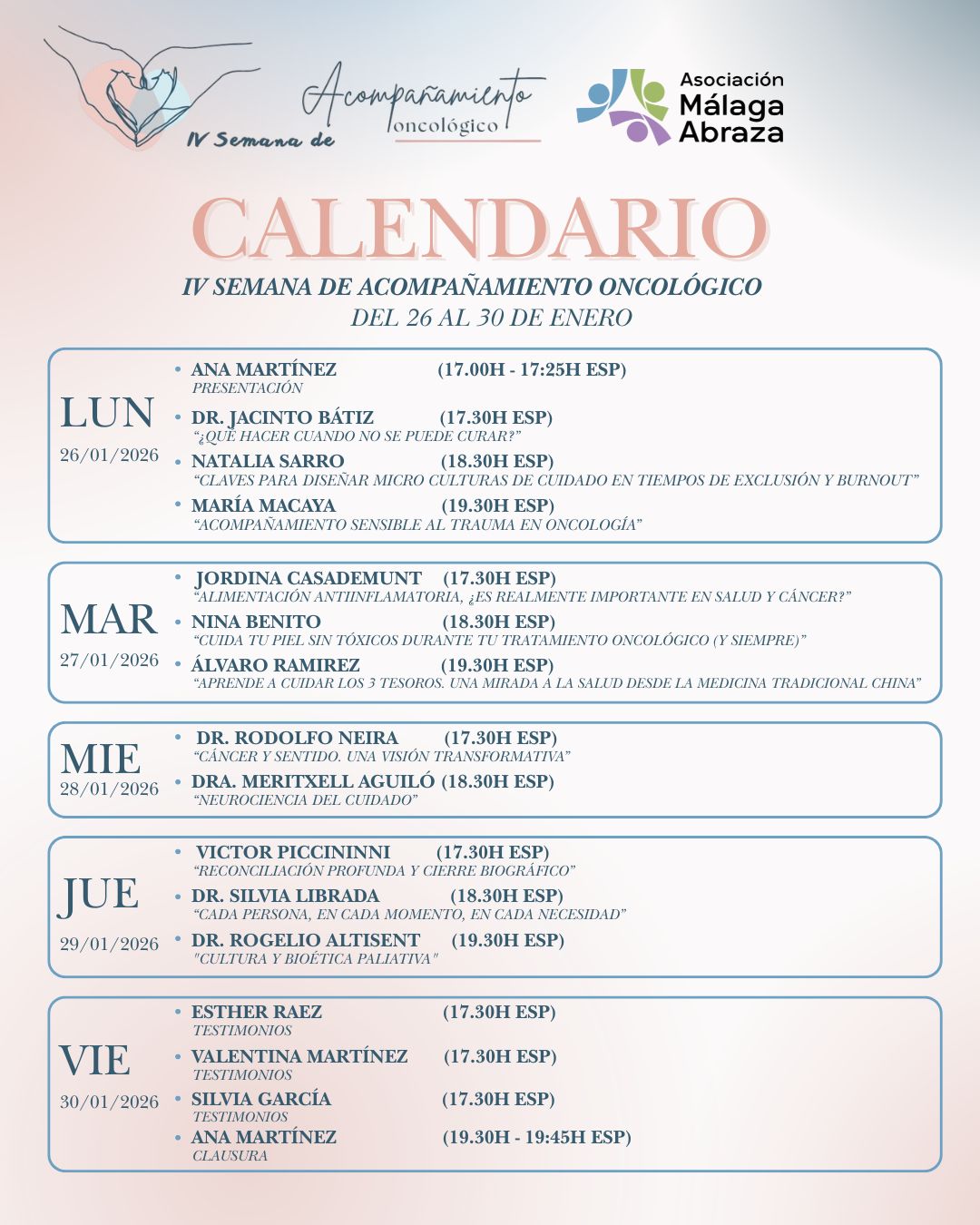 IV Semana de Acompañamiento Oncológico IV Semana de Acompañamiento Oncológico
