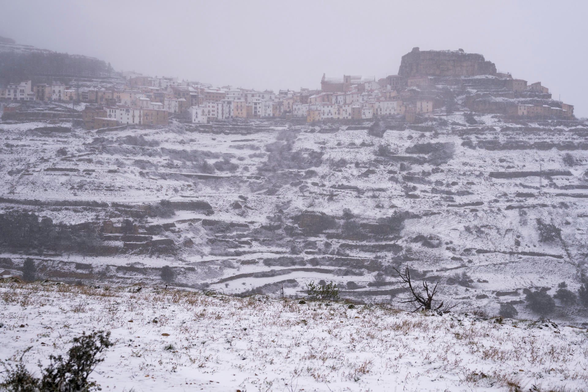 Nieva en zonas altas del interior de Castellón y el viento alcanza rachas de 124 km/h Nieva en zonas altas del interior de Castellón y el viento alcanza rachas de 124 km/h