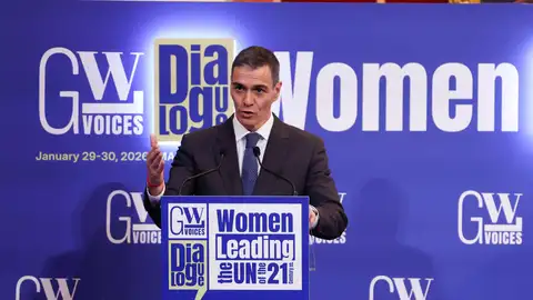 El presidente del Gobierno, Pedro Sánchez, interviene en el acto 'Mujeres liderando la ONU en el siglo XXI' El presidente del Gobierno, Pedro Sánchez, interviene en el acto 'Mujeres liderando la ONU en el siglo XXI'