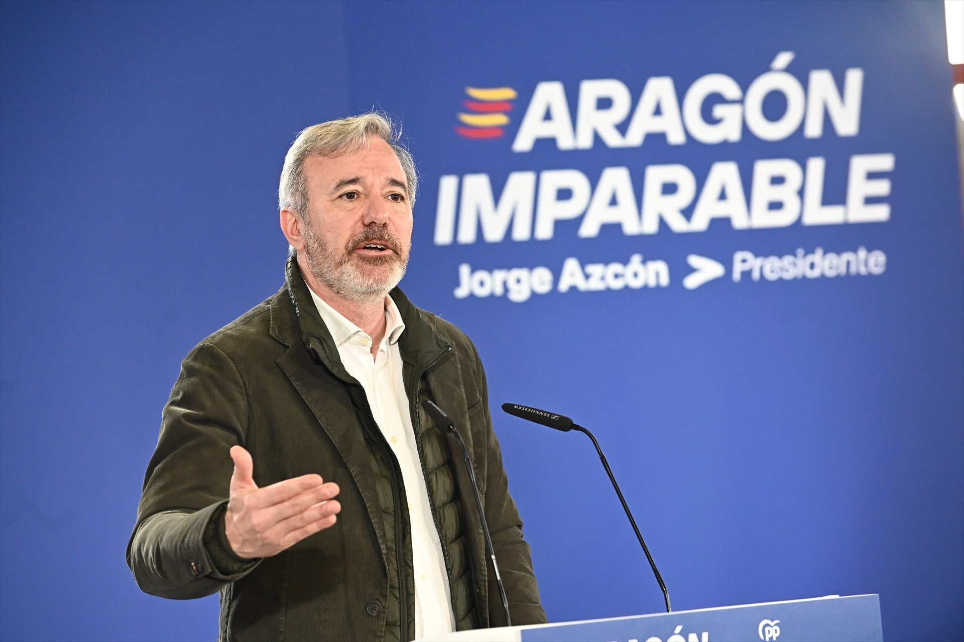 El candidato del PP a la reelección a la Presidencia del Gobierno de Aragón, Jorge Azcón. El candidato del PP a la reelección a la Presidencia del Gobierno de Aragón, Jorge Azcón.