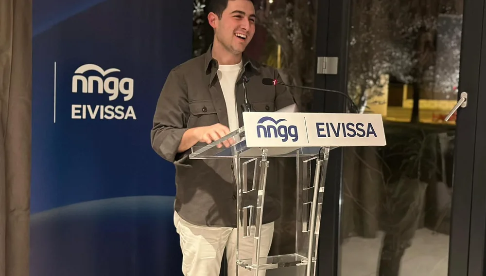 Manu Jiménez Roig, durante su discurso en Ibiza Manu Jiménez Roig, durante su discurso en Ibiza