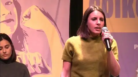 Irene Montero, durante el mitin de Podemos en Zaragoza Irene Montero, durante el mitin de Podemos en Zaragoza/ Europa Press