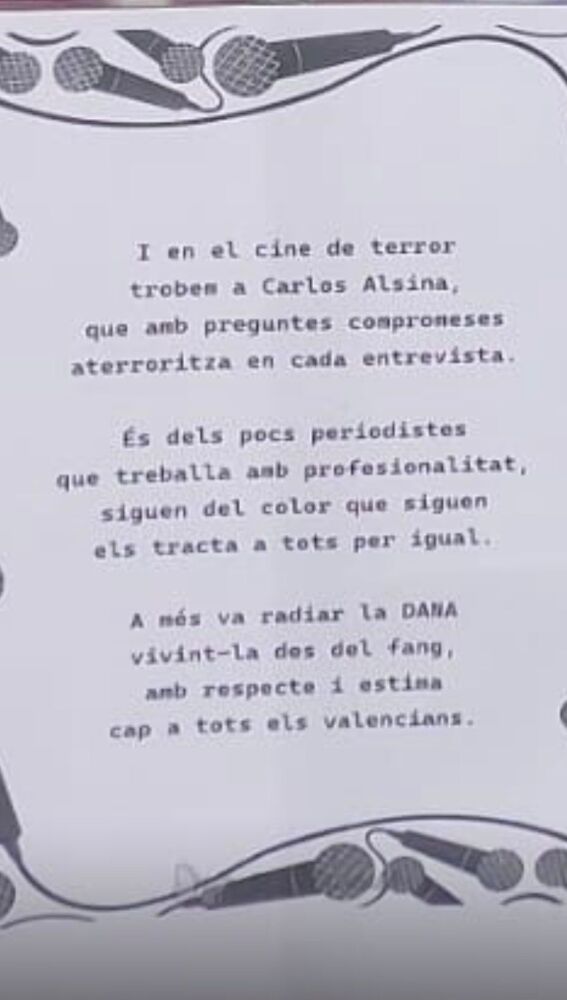 La poesía que acompaña al ninot de Carlos Alsina/ Onda Cero Valencia