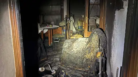 El interior de la vivienda calcinada en Algaida. El interior de la vivienda calcinada en Algaida.