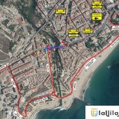 Comienzan las restricciones de circulación en el Puente de Cervantes que dispone de un solo carril de circulación dirección a Benidorm y se corta el carril en dirección a Alicante
