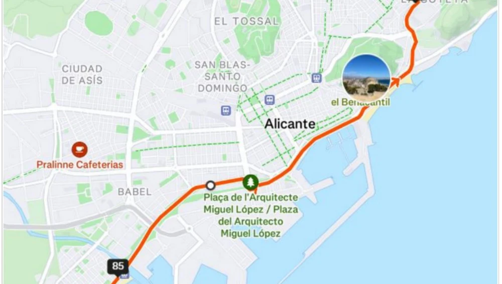 El recorrido previsto por el término de Alicante El recorrido previsto por el término de Alicante