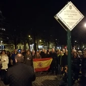 Imagen de un homenaje en Pamplona a Juan Atarés, asesinado por ETA Imagen de un homenaje en Pamplona a Juan Atarés, asesinado por ETA