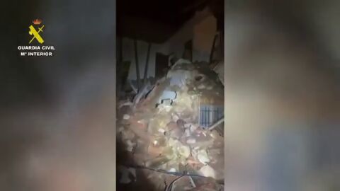 Así ha quedado el interior de un inmueble derrumbado por el temporal