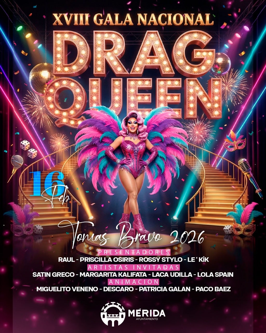 Nueve participantes se disputarán el Concurso Nacional Drag Queen 'Tomás Bravo' de Mérida el lunes de carnaval Nueve participantes se disputarán el Concurso Nacional Drag Queen 'Tomás Bravo' de Mérida el lunes de carnaval