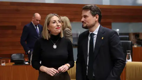 La presidenta del PP de Extremadura, María Guardiola, junto al secretario general del PP de Extremadura, Abel Bautista La presidenta del PP de Extremadura, María Guardiola, junto al secretario general del PP de Extremadura, Abel Bautista